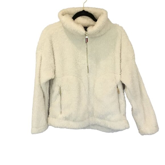 Tommy Hilfiger Teddy Jacket Women's Size Medium Pullover Quarter Zip White Cozy - Picture 1 of 8